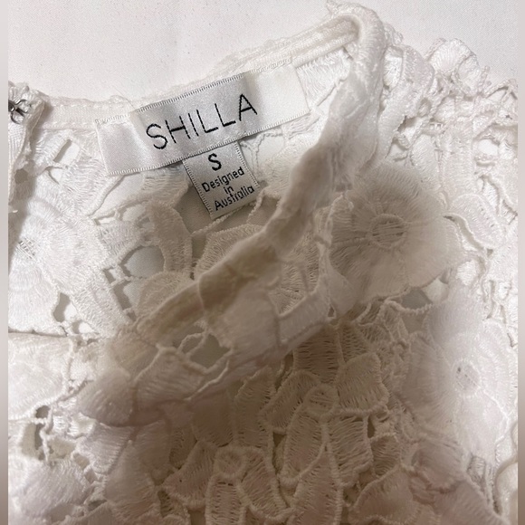 SHILLA White open lace peplum top size S. - Picture 9 of 14